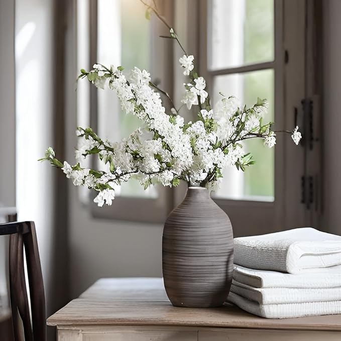 ALMA 9 in Contemporary Vessel for Room Decor Aesthetic|Decorative Black Gray Vase for Pampas Grass|Boho Vase for Coffee Table Centerpiece,Nightstand,Bookshelf,Minimalist Living Room,Bathroom Decor