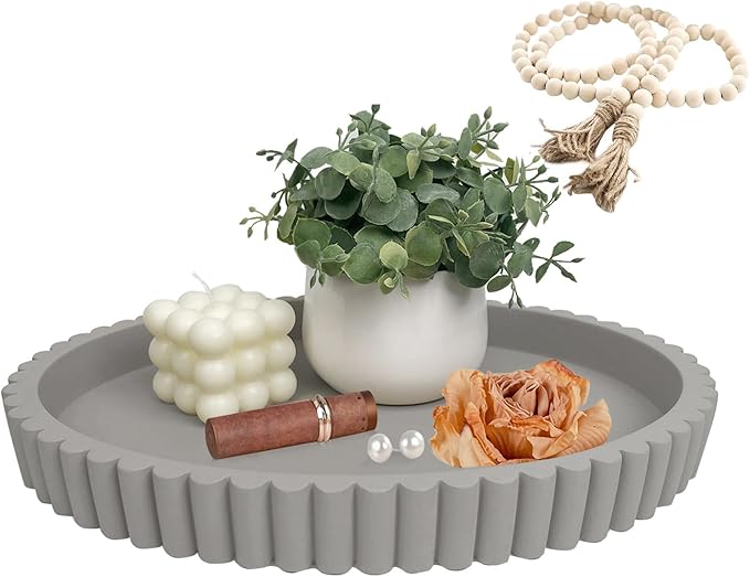 Oval Tray for Coffee Table Décor 13" Concrete Modern Decorative Trays Home Décor Accents -Coffee Table Centerpieces -Island Decor Contemporary Tray