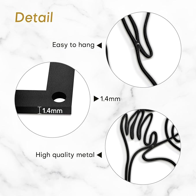 SIGNLEADER Metal Wall Art Decor Body Line Woman Body Drawing Line Modern Abstract Wall Sculpture Hangings Home Decoration for Living Room, Bedroom, Bathroom, Kitchen, Outdoor - 18" Black