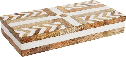 Handicrafts Home Large Decorative Storage Box 12x6– Coffee Table Organizer Box, Modern Home Décor Accent, Keepsake Memory Box, Jewelry Storage Box, Boho Decorative Box with Lid for Shelf, Mantle Decor