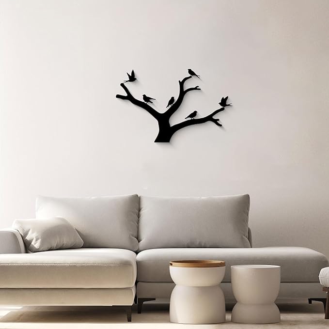 GlintHome Outdoor Metal Wall Art Sculptures - Birds on Branch Silhouette Wall Decor Hanging Wall Sculpture for Home Balcony Garden