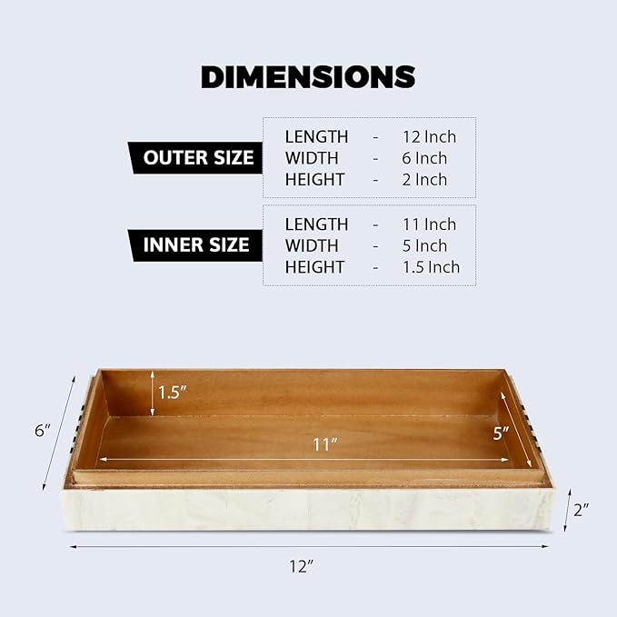 Handicrafts Home Large Decorative Storage Box 12x6– Coffee Table Organizer Box, Modern Home Décor Accent, Keepsake Memory Box, Jewelry Storage Box, Boho Decorative Box with Lid for Shelf, Mantle Decor