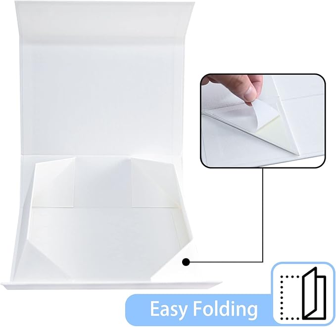 LIFELUM White Gift Boxes with Lids Bulk for Presents 5 Pack Gift Boxes 13.85 x 8.35 x 4.45 inch Large Gift Box Contains Card,Sticker,Ribbon, Shredded Paper Filler for Anniversary, Weeding Gifts