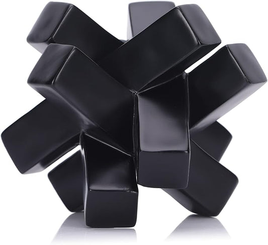 Black Knot Decor Knick Knacks for Shelves, Black Geometric Sculpture Statue Modern Decorative Objects Shelf, Black Home Décor Accents, Minimalist Bookcase Tv Stand Coffee Table Entrance Decor Objects