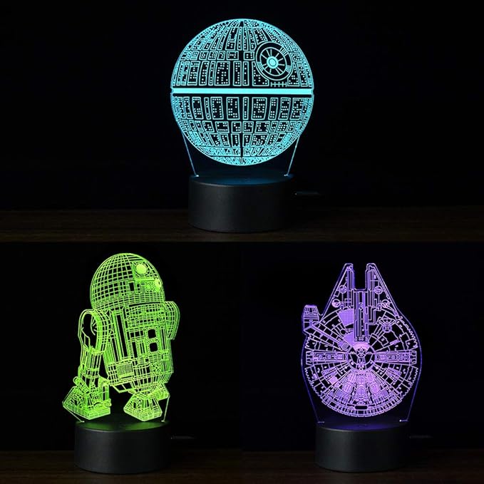 TITISKIN 3D Illusion LED Night Light,16 Colors Gradual Changing Touch Switch USB Table Lamp for Holiday Gifts or Home Decorations （3Pattern）