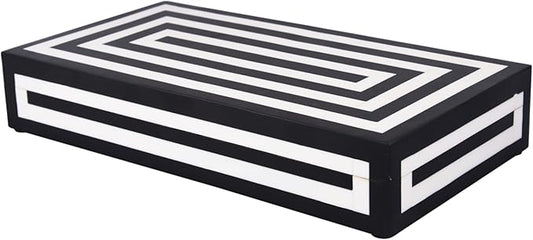 Handicrafts Home Large Decorative Storage Box 12x6– Coffee Table Organizer Box, Modern Home Décor Accent, Keepsake Memory Box, Jewelry Storage Box, Boho Decorative Box with Lid for Shelf, Mantle Decor