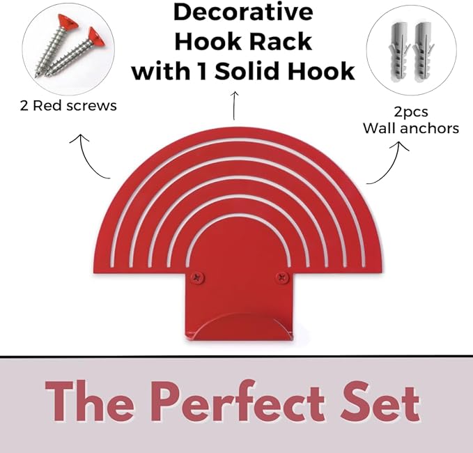 Rainbow Red Wall Hooks – Heavy-Duty Metal Hooks for Hanging | Stylish & DecoraƟve Coat Hook for Backpacks, Towels & Bags | Durable, Minimalist Wall Organizer for Kids' Room & Playroom