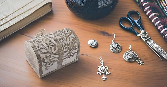 Great Birthday Gift Ideas Handmade Decorative Wooden Jewelry Box With Tree of Life Carvings Jewelry Organizer Keepsake Box Treasure Chest Trinket Holder Watch Box Storage Lock Box (White)