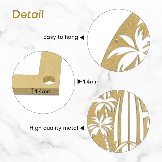 SIGNLEADER Metal Wall Art Decor Palm Tree Minimalist Modern Abstract Wall Sculpture Hangings Home Decoration for Living Room, Bedroom, Bathroom, Kitchen, Outdoor - 18" Gold