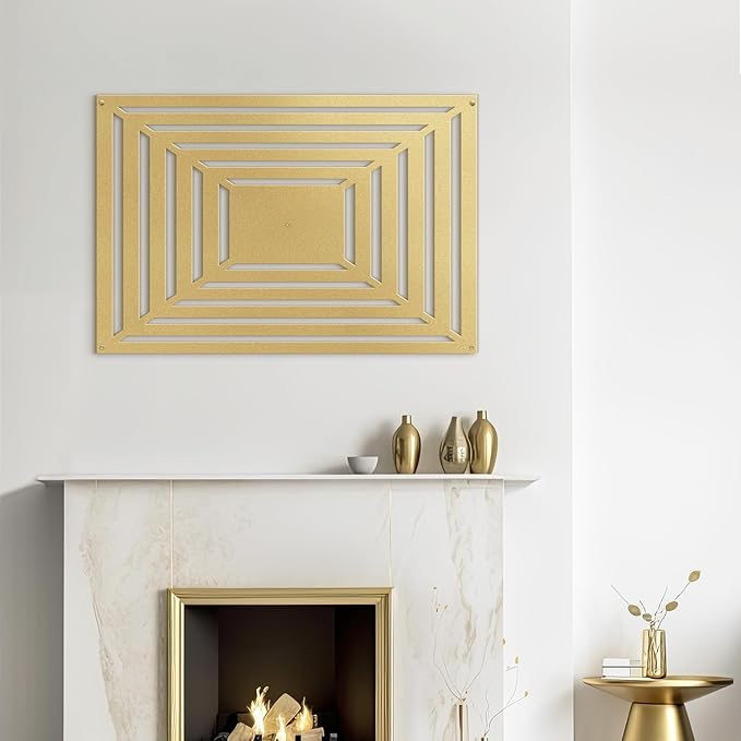 SIGNLEADER Metal Wall Decor Rectangles Gradient Minimalist Modern Luxury Wall Sculpture Hangings 3D Statue Home Decoration for Living Room, Bedroom, Bathroom, Kitchen, Fireplace, Office - 18" Gold