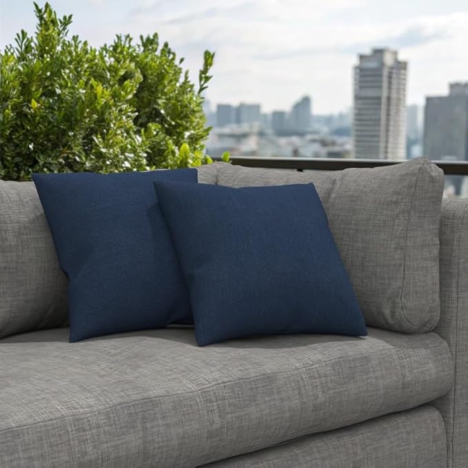 Covers & All Belenos Indoor/Outdoor Throw Pillows, Square Throw Pillows Inserts with Covers Set of 2 (Belenos Specialty Sumatran Blue, 16x16)