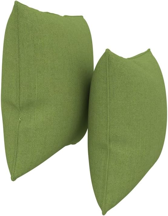 Covers & All Sunbrella Indoor/Outdoor Square Throw Pillows Inserts with Covers, Water Resistant & UV Fade Resistant Set of 2 (Spectrum Cilantro-Self Welt, 16x16)