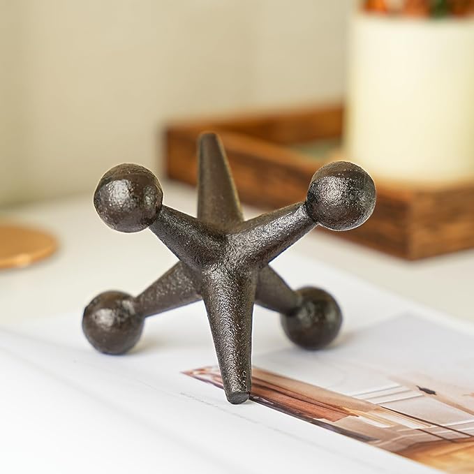 Sungmor Cast Iron Jack Figurines, Retro Home Decor Accents, Jack Sculpture for Bookshelf Coffee Table Decor, Set of 2 Solid Bookends, Paperweight, Door Stop, Black