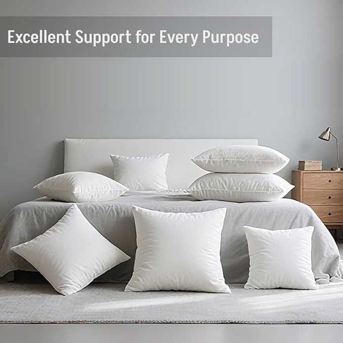 QSWRD 26 x 26 Throw Pillow Inserts Pack of 2 Large White Decorative Square Pillows for Couch Bed Sofa Cushion Sham Stuffer Indoor