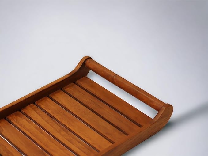 Vesta Homes Large Teak Wood Rectangular Serving Tray for Home, Kitchen, Restaurant, Office Organizer, Dining Table|Premium Serving Trays|38 X 25 X 6 Cm|Handmade in India