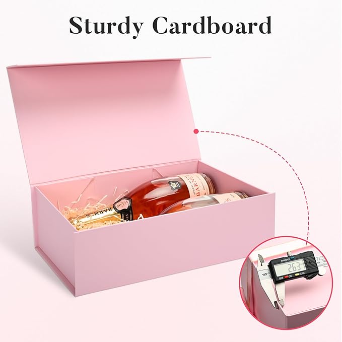 LIFELUM Pink Gift Box 13.85'' x 8.35'' x 4.45'' Gift for Valentines Large Gifts Boxes for Presents Birthday Magnetic Box for Gifts with Luxury Filler,Card, Ribbon,Sticker 1 Pack