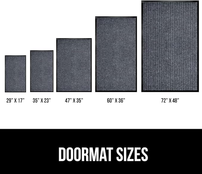 GORILLA GRIP Waterproof Traffic Guard Door Mat, 47x35, Heavy Duty Entryway Mats, Strong Backing Commercial Utility Rugs for Office Hallway, Garage Floor and Home, Low Profile Carpet, Charcoal Gray