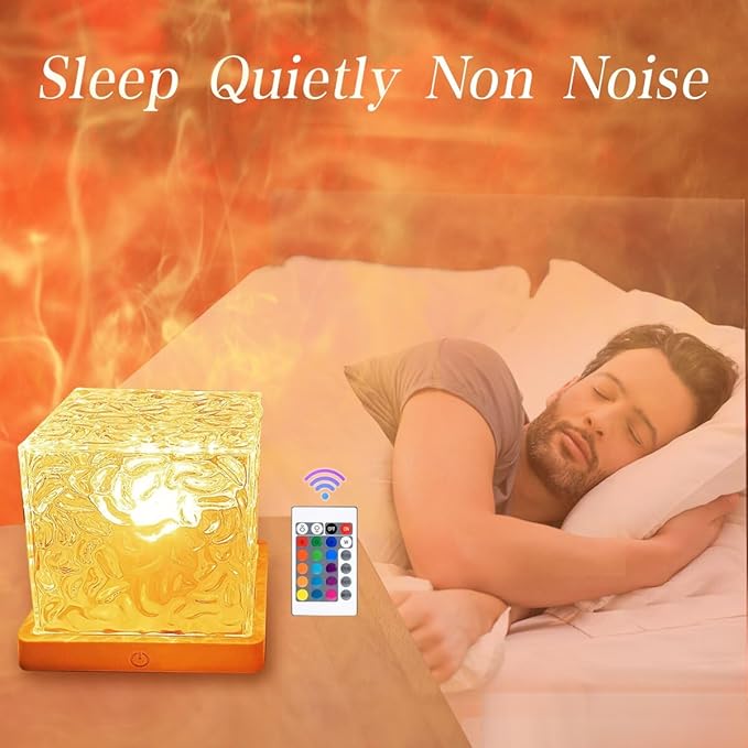 Ocean Wave Projector Lamp,Northern Lights Aurora Projector Light,16 Colors Gradual Rotating Flame Water Lamp，Cube Night Light with Remote Control for Living Room Bedroom Decor Hotel, etc