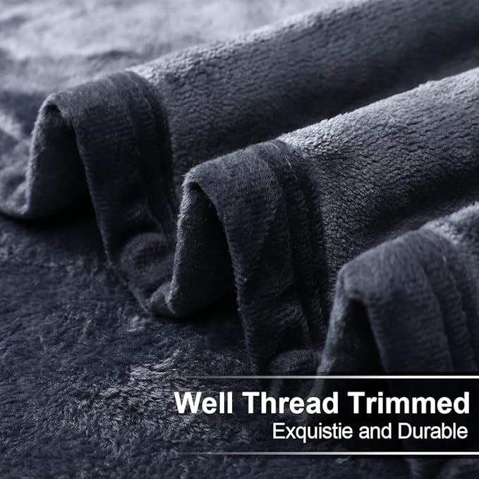 EASELAND Soft King Size Blanket Winter Warm Microplush Lightweight Thermal Fleece Blankets for Couch Bed Sofa,90x108 Inches,Dark Grey