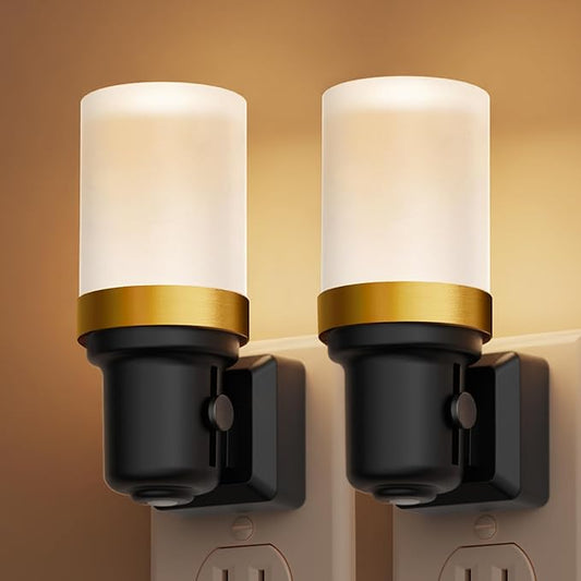 L LOHAS LED Night Light, 2 Pack Night Lights Plug into Wall, Dimmable Nightlight with Auto Light Sensor, 3000K Warm White 0-100LM, Plug in Night Light for Hallway Bedroom Bathroom