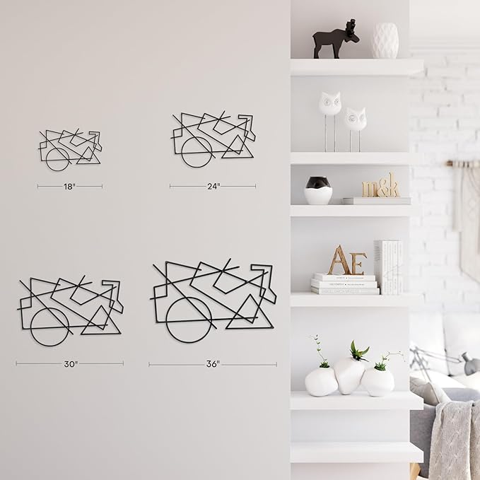 SIGNLEADER Metal Wall Decor Geometric Picasso Minimalist Modern Luxury Wall Sculpture Hangings 3D Statue Home Decoration for Living Room, Bedroom, Bathroom, Kitchen, Fireplace, Office - 18" Black