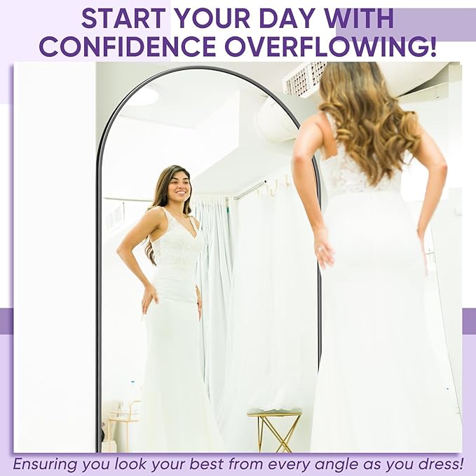 Floor Mirror, 68"×26" Full Length Mirror with Stand for Bedroom Living Room, Black