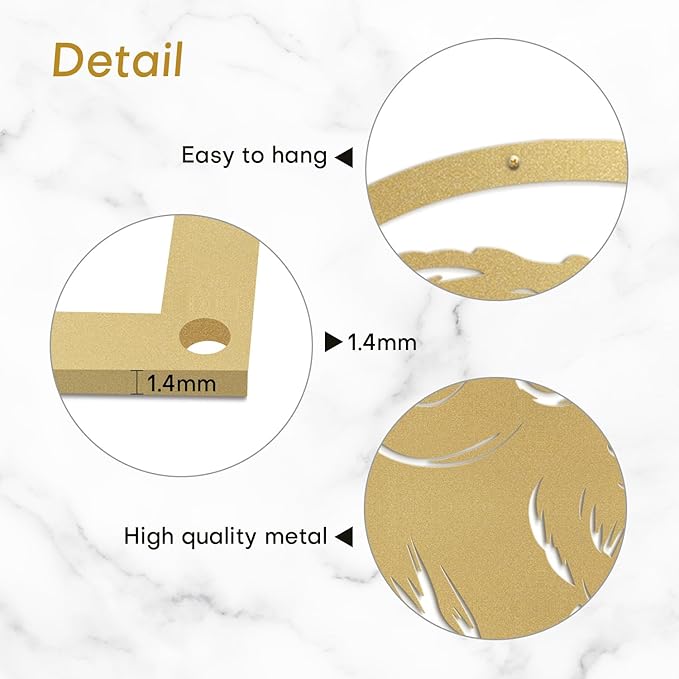 SIGNLEADER Metal Wall Art Decor Majestic Buffalo Circular Frame Minimalist Modern Abstract Wall Sculpture Hangings Home Decoration for Living Room, Bedroom, Bathroom, Kitchen, Outdoor - 18" Gold