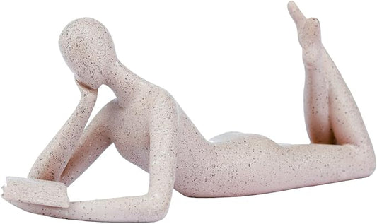 "Reading Woman Thinker Sculpture is a Modern Abstract Decorative Piece, a Favorite Among Book Lovers and Thinkers, Suitable for Placement in Living Rooms, Offices, and bedrooms. (Sandstone A)