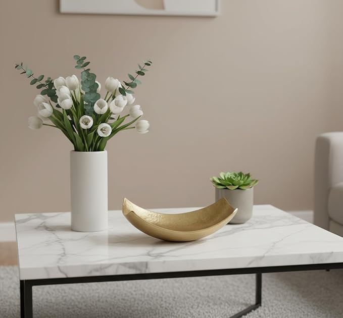 Modern Day Accents 3534 Cucha Small Scoop Gold Bowl, Shiny, Aluminum, Tabletop, Accent Piece, Centerpiece, Fruit Holder, Potpourri Bowl Home Office or Room Decor 13" L x 7.5" W 4.5" H