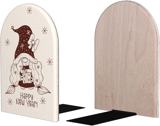 Christmas Wood Bookends Stands Decorative Non-Slip Book Organizers for Home Office Desk Library School Study 1 Pair