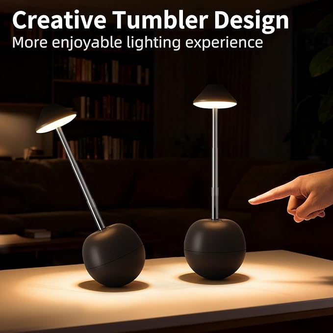 Rechargeable LED Night Light for Bedroom - Bright Bedside Lamp with Remote Control, Desk Lamp & Mood Lighting for Kids Adults (Orange)