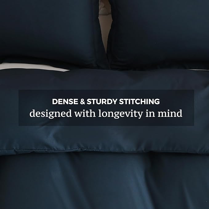 JSD Navy Blue Duvet Cover Set Queen Size, 3 Piece Duvet Cover with Pillow Shams, Soft Brushed Microfiber Zipper Closure, Comforter Not Included
