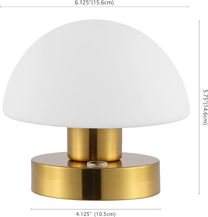 JONATHAN Y JYL7113C Zoe 5.75" Modern Minimalist Iron Rechargeable Integrated LED Table Lamp Contemporary Bedside Desk Nightstand Lamp for Bedroom Living Room Office, Brass Gold/White