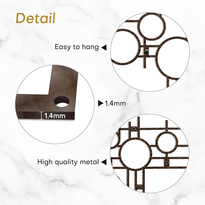 SIGNLEADER Metal Wall Decor Round Circle Lines Minimalist Modern Luxury Wall Sculpture Hangings 3D Statue Home Decoration for Living Room, Bedroom, Bathroom, Kitchen, Fireplace, Office - 24" Bronze