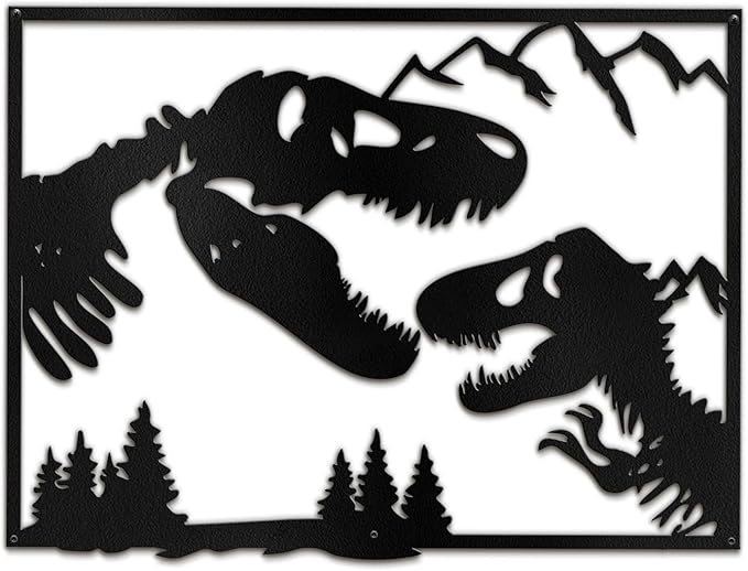 SIGNLEADER Metal Wall Art Decor Screaming Dinosaur Minimalist Modern Abstract Wall Sculpture Hangings Home Decoration for Living Room, Bedroom, Bathroom, Kitchen, Outdoor - 18" Black