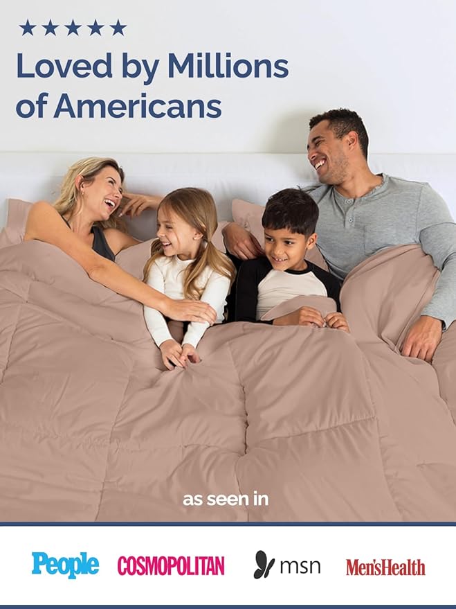 Full Size Mauve Alternative Down Comforter - Warm Lightweight Luxury, Breathable Hotel Quality Bedding Set - All Season Fluffy Cozy Oversized Comforter - Cooling Microfiber Duvet Insert
