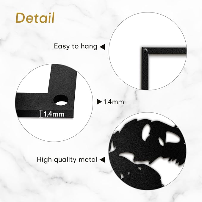 SIGNLEADER Metal Wall Art Decor Screaming Dinosaur Minimalist Modern Abstract Wall Sculpture Hangings Home Decoration for Living Room, Bedroom, Bathroom, Kitchen, Outdoor - 18" Black
