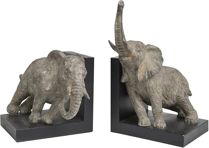 Decorative-Bookends Elephant Book-Ends Heavy Duty - Book Stoppers for Home Office School 5.34 LBS 11.8 * 7.9 * 9.8 Inch Newman House Studio