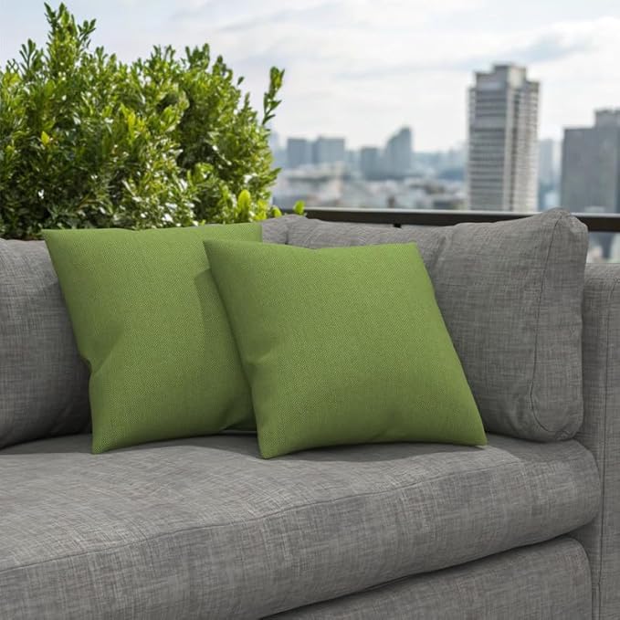 Covers & All Sunbrella Indoor/Outdoor Throw Pillows, Square Throw Pillows Inserts with Covers Set of 2 (Spectrum Cilantro, 16x16)
