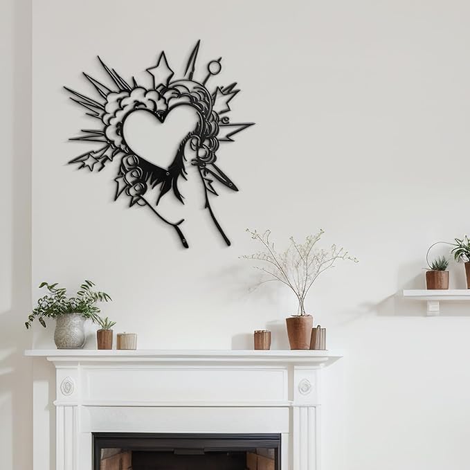 SIGNLEADER Metal Wall Art Decor I Love You Heart Modern Abstract Wall Sculpture Hangings Home Decoration for Living Room, Bedroom, Bathroom, Kitchen, Outdoor - 18" Black