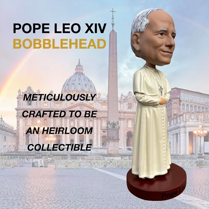 Pope Leo XIV Bobblehead, Gift for Americans and Christians, Premium Polyresin Collectible Statue, 8 Inches Tall, World Leaders Series