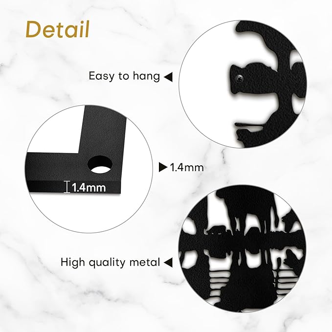 SIGNLEADER Metal Wall Art Decor Herd Minimalist Modern Abstract Wall Sculpture Hangings Home Decoration for Living Room, Bedroom, Bathroom, Kitchen, Outdoor - 18" Black