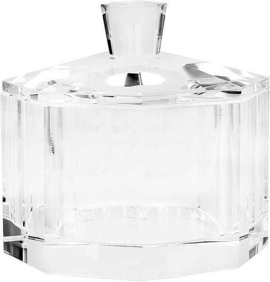 Crystal Candy Dish with Lid Hand-Cut Home Decorative Jewelry Box/Jar W 5" x H 5" with Multi-faceted, Comes With Gift Box