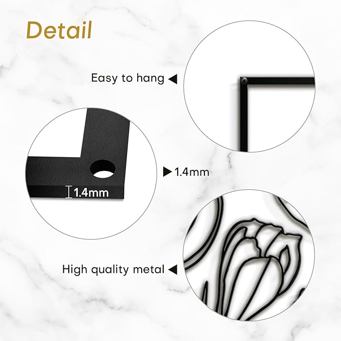 SIGNLEADER Metal Wall Art Decor Butterflies and Wildflowers Minimalist Modern Abstract Wall Sculpture Hangings Home Decoration for Living Room, Bedroom, Bathroom, Kitchen, Outdoor - 18" Black