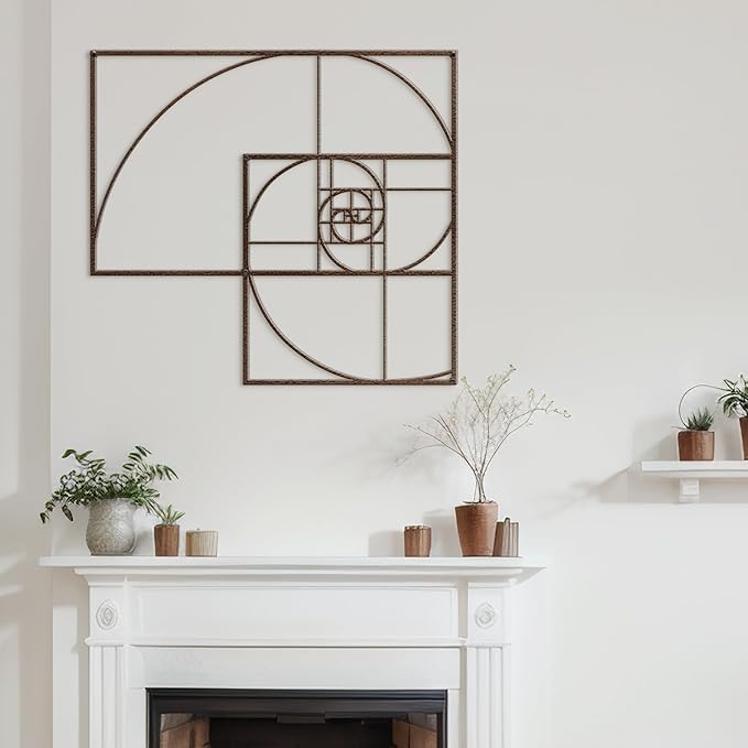 SIGNLEADER Metal Wall Decor Golden Proportion Minimalist Modern Luxury Wall Sculpture Hangings 3D Statue Home Decoration for Living Room, Bedroom, Bathroom, Kitchen, Fireplace, Office - 18" Bronze