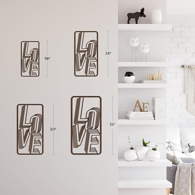 SIGNLEADER Metal Wall Art Decor The Love Modern Abstract Wall Sculpture Hangings Home Decoration for Living Room, Bedroom, Bathroom, Kitchen, Outdoor - 18" Bronze