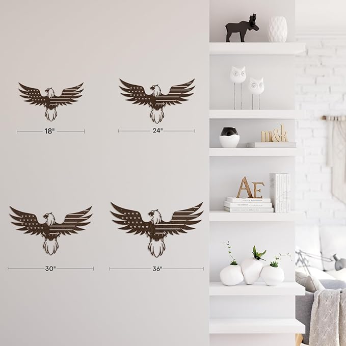 SIGNLEADER Metal Wall Art Decor Eagle Wearing American Flag Minimalist Modern Abstract Wall Sculpture Hangings Home Decoration for Living Room, Bedroom, Bathroom, Kitchen, Outdoor - 18" Bronze
