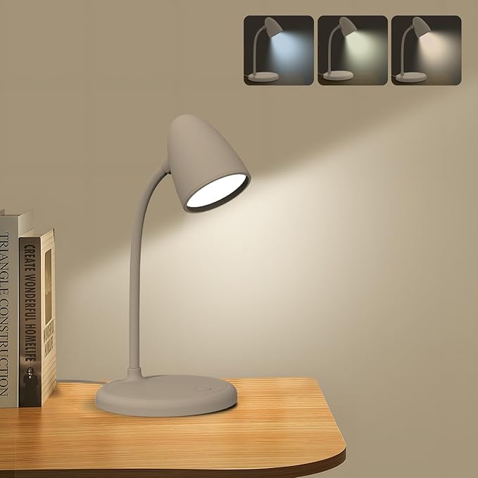 LED Desk Lamp for Home Office,3 Light Colors,Table Lamp,Dimmable Reading Light for Bedside Small Desk Lamp for College Dorm Room,Bedroom Desk Light,Brown
