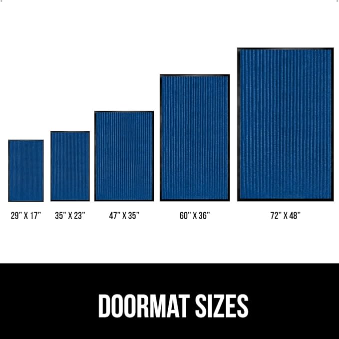 GORILLA GRIP Waterproof Traffic Guard Door Mat, 2 Pack Heavy Duty Entryway Mats, Strong Backing Commercial Utility Rugs for Office Hallway, Garage Floor and Home, Low Profile Carpet, 29x17, Blue