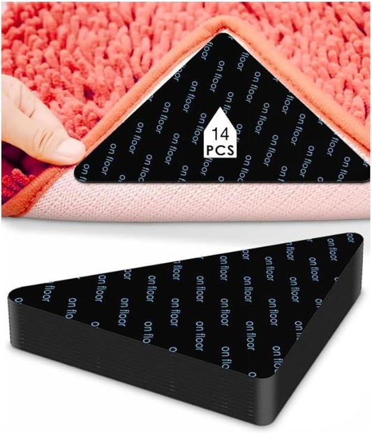 14pcs Rug Pads Grippers，Non Slip Rug Pads，Reusable and Washable Rug Pad Gripper for Area Rugs,Carpet Pads Rug Corner